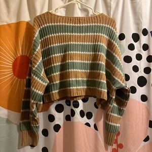 American Eagle Striped Cropped Sweater